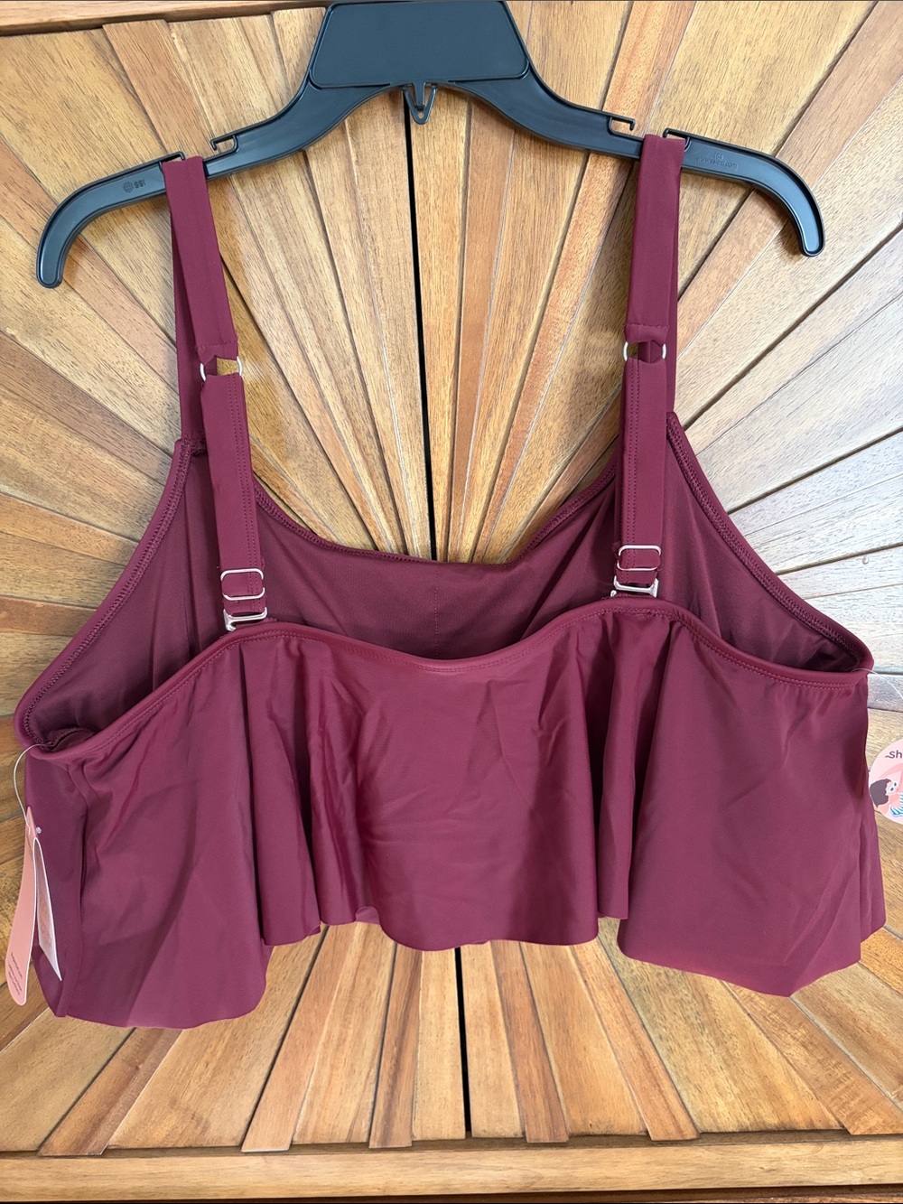 Shapermint Burgundy Ruffled Bikini Top - Picture 4 of 4